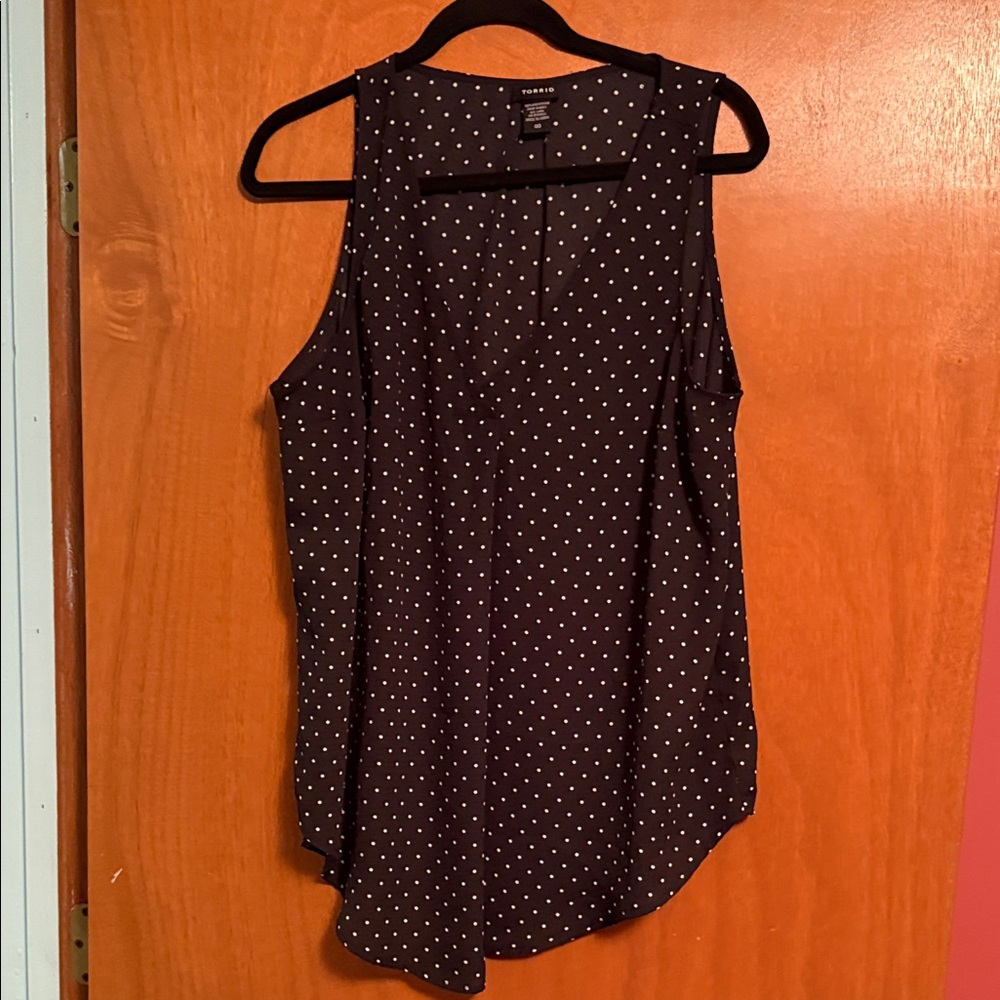 Torrid Black and White Polka Dot Sleeveless Blouse